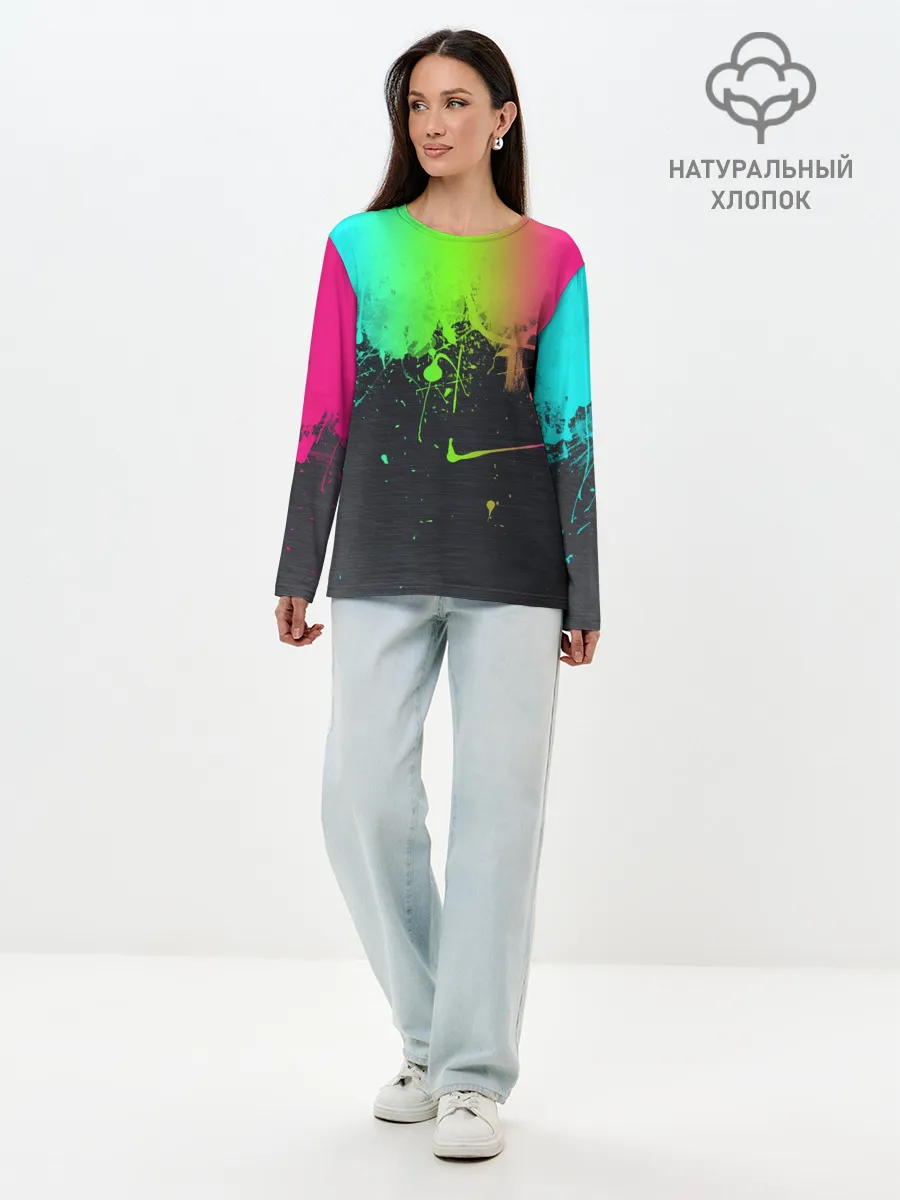 Лонгслив женский. Хлопок / Фосфор