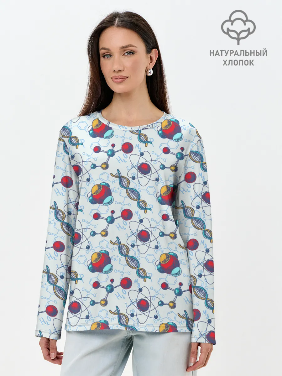 Лонгслив женский. Хлопок / Science art