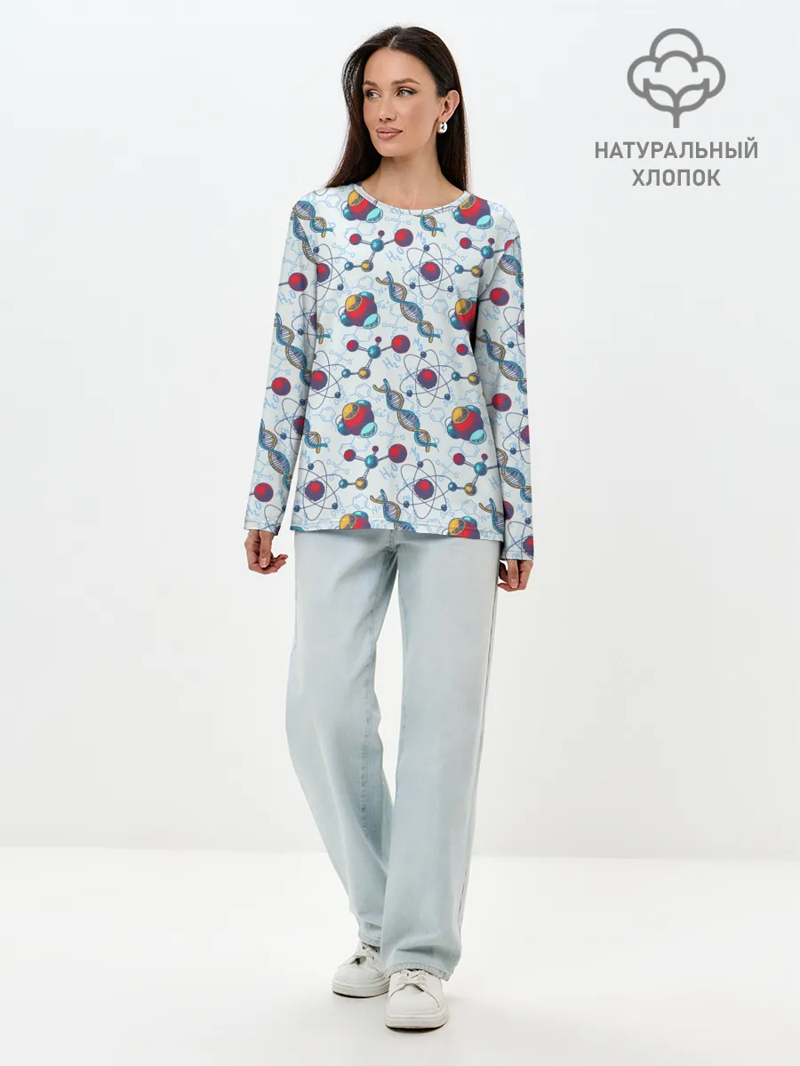 Лонгслив женский. Хлопок / Science art