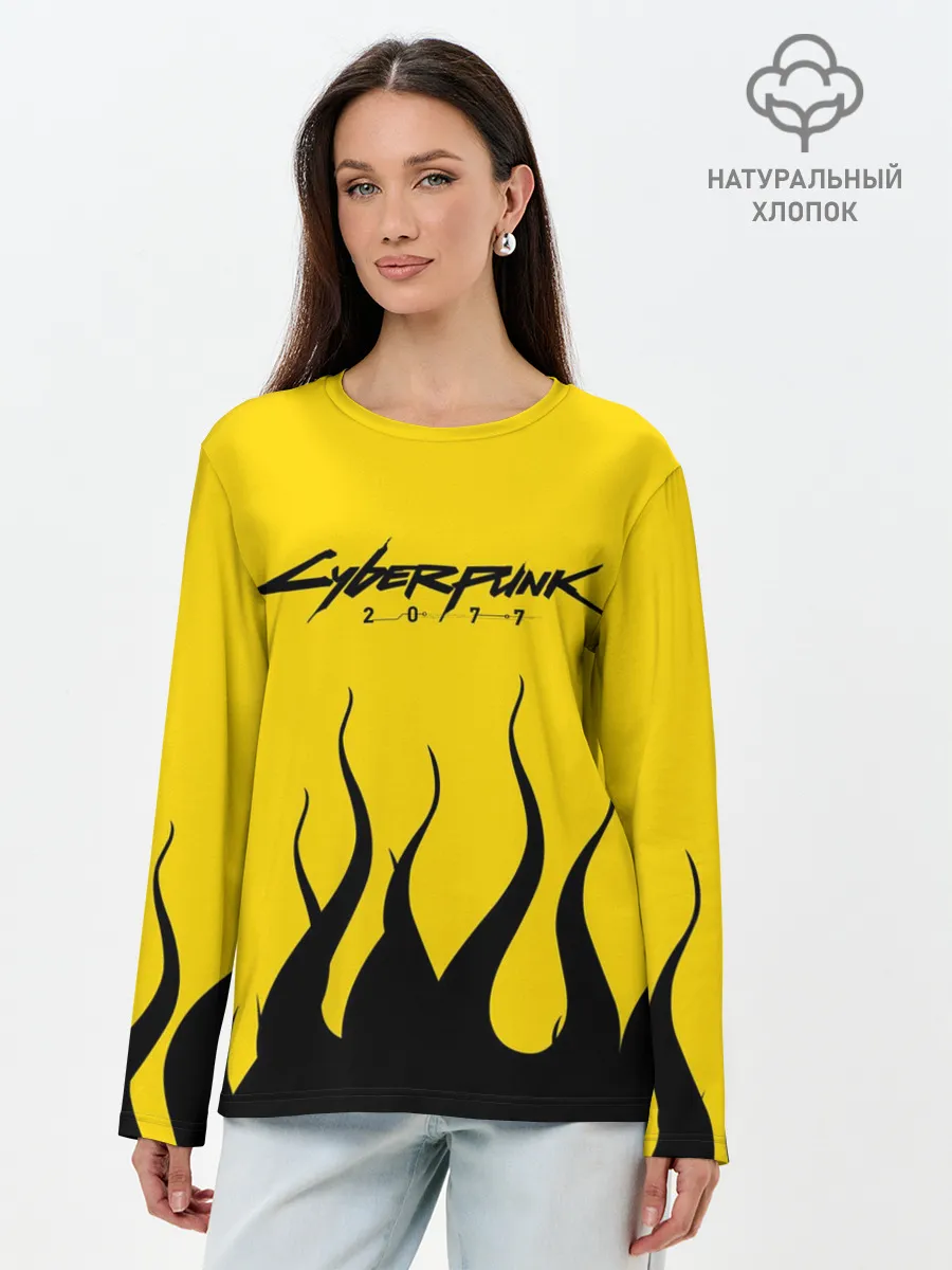Лонгслив женский. Хлопок / CYBERPUNK 2077