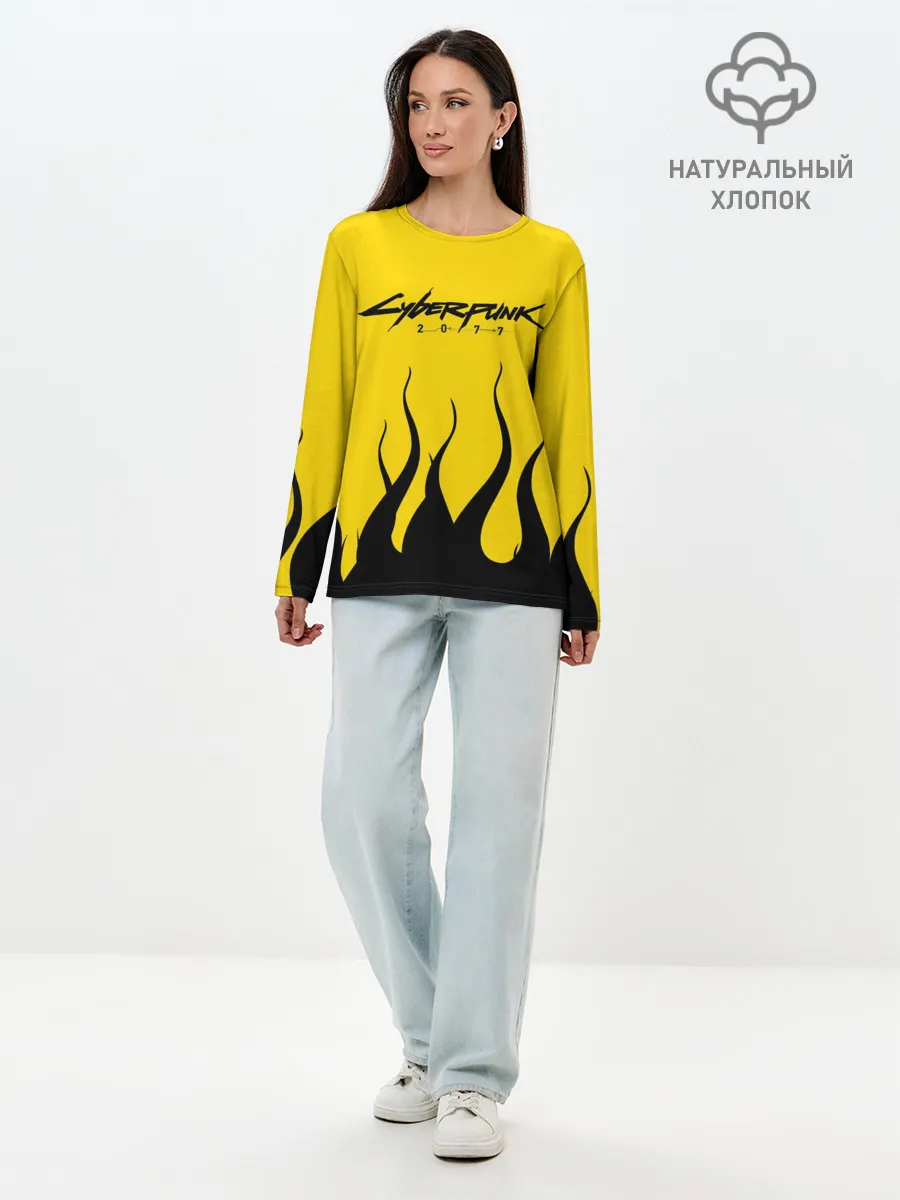 Лонгслив женский. Хлопок / CYBERPUNK 2077