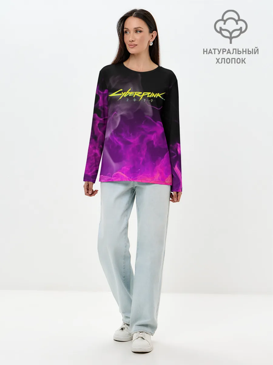 Лонгслив женский. Хлопок / CYBERPUNK 2077