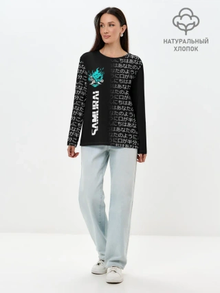 Лонгслив женский. Хлопок / CYBERPUNK 2077 SAMURAI