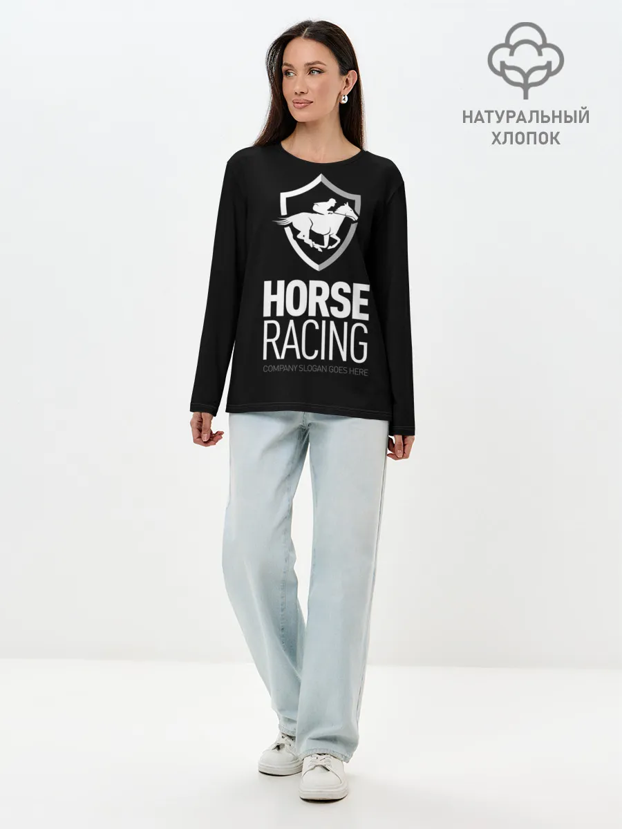 Лонгслив женский. Хлопок / Horse racing
