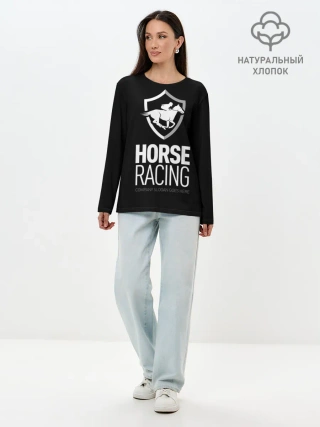 Лонгслив женский. Хлопок / Horse racing