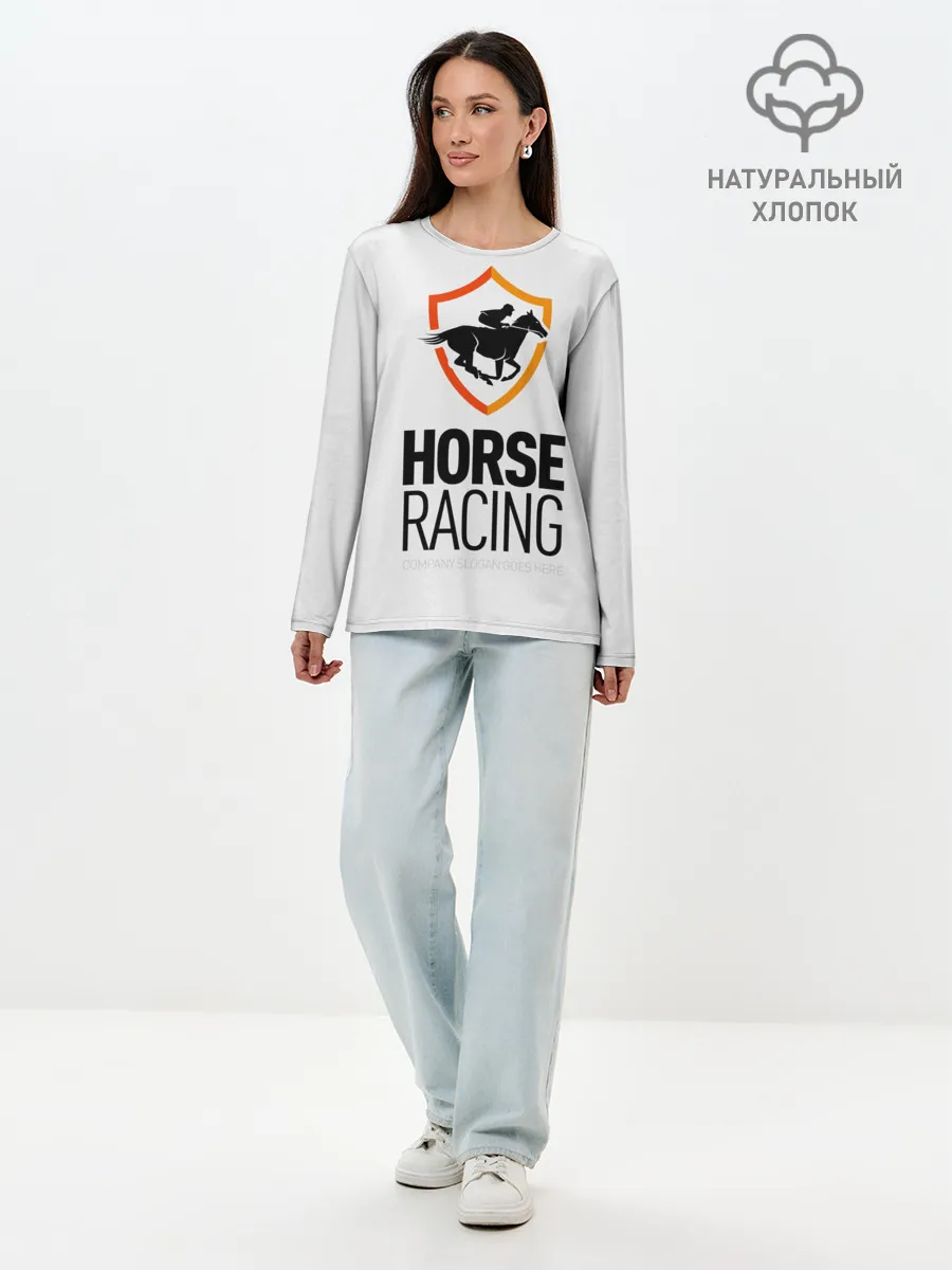 Лонгслив женский. Хлопок / Horse racing