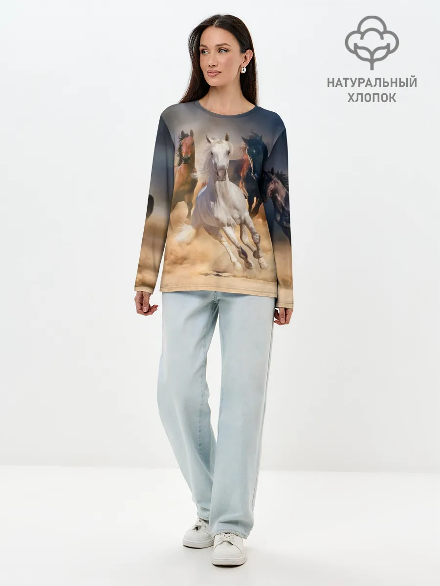 Лонгслив женский. Хлопок / Табун