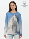 Лонгслив женский. Хлопок / Белый скакун