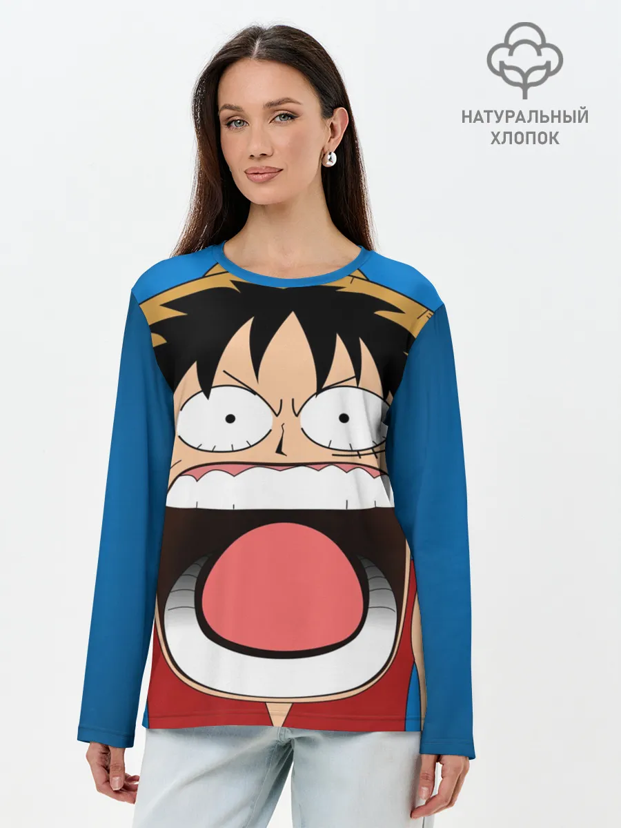 Лонгслив женский. Хлопок / Луффи - Чё??!!