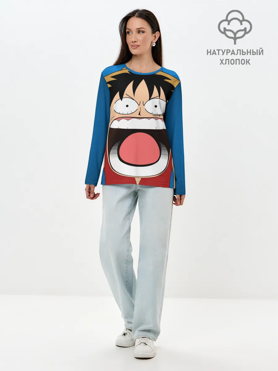 Лонгслив женский. Хлопок / Луффи - Чё??!!