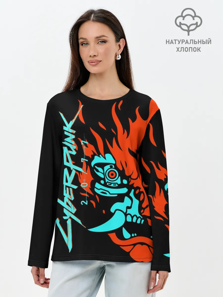 Лонгслив женский. Хлопок / Cyberpunk 2077