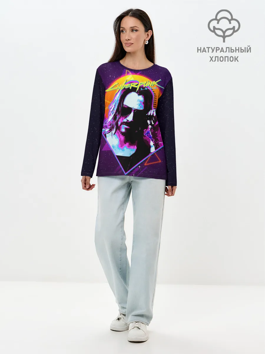 Лонгслив женский. Хлопок / Киану Ривз Cyberpunk 2077