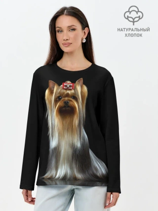 Лонгслив женский. Хлопок / Йоркширский терьер