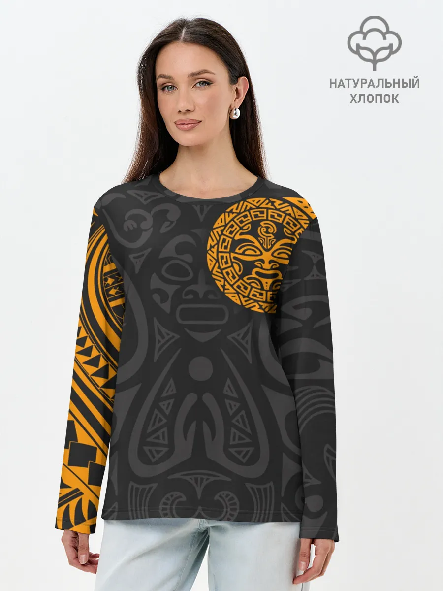 Лонгслив женский. Хлопок / Polynesian tattoo