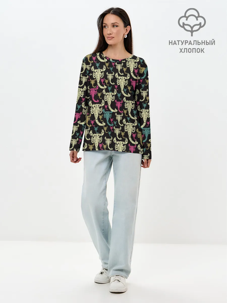 Лонгслив женский. Хлопок / Скорпионы