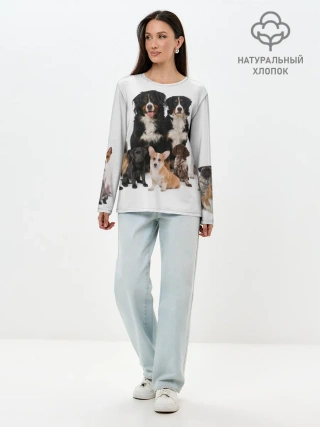 Лонгслив женский. Хлопок / Породистые собаки