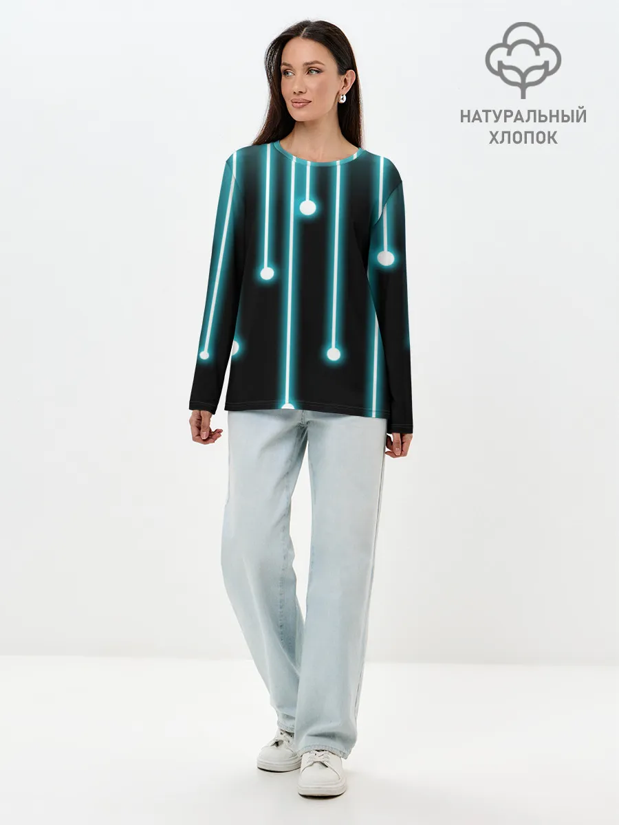 Лонгслив женский. Хлопок / Неон