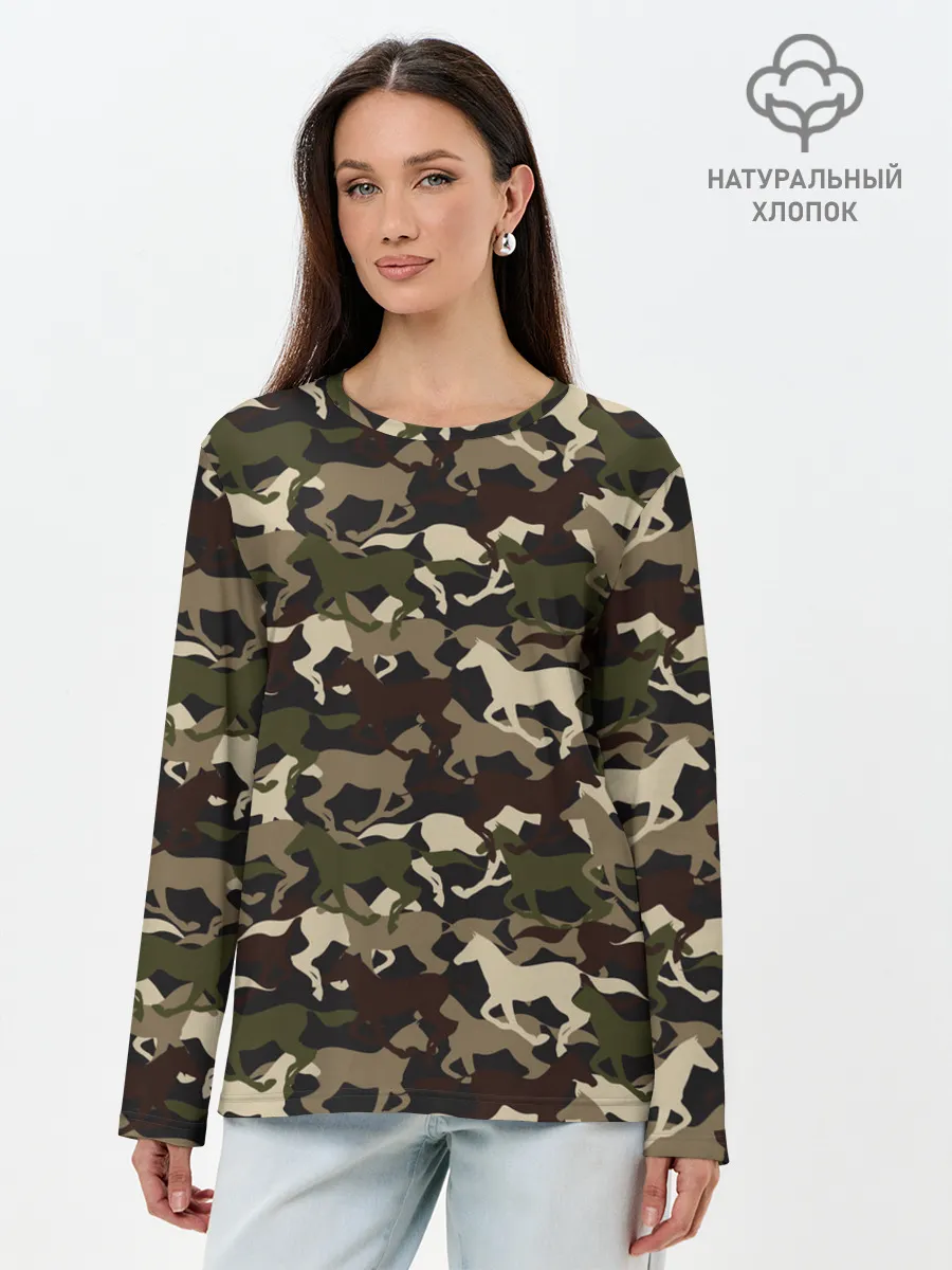 Лонгслив женский. Хлопок / Камуфляж