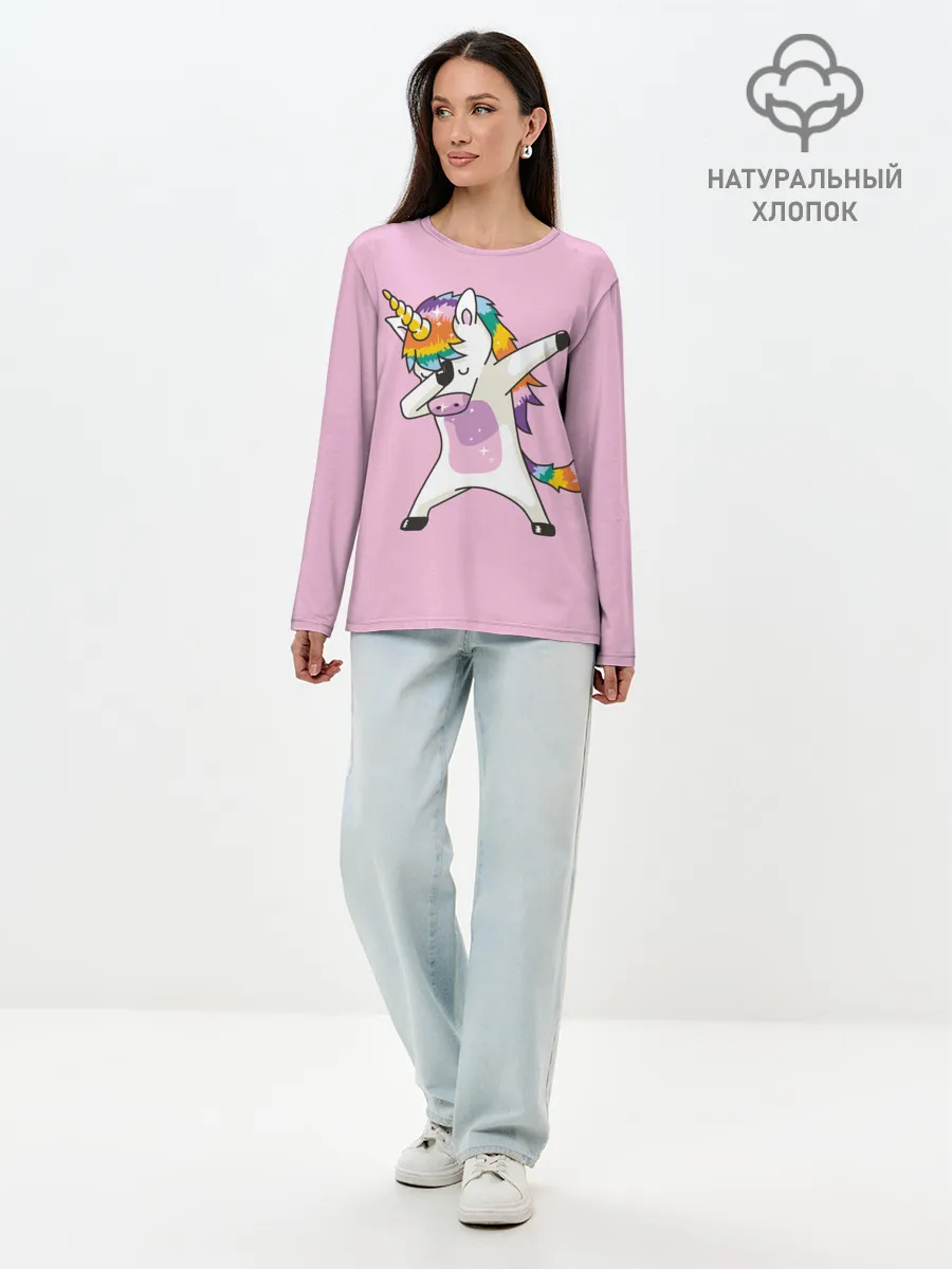 Лонгслив женский. Хлопок / Единорог
