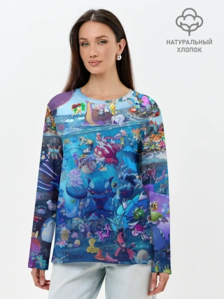 Лонгслив женский. Хлопок / Покемон 2000