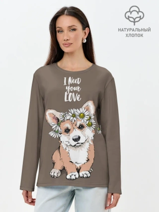 Лонгслив женский. Хлопок / I need your love