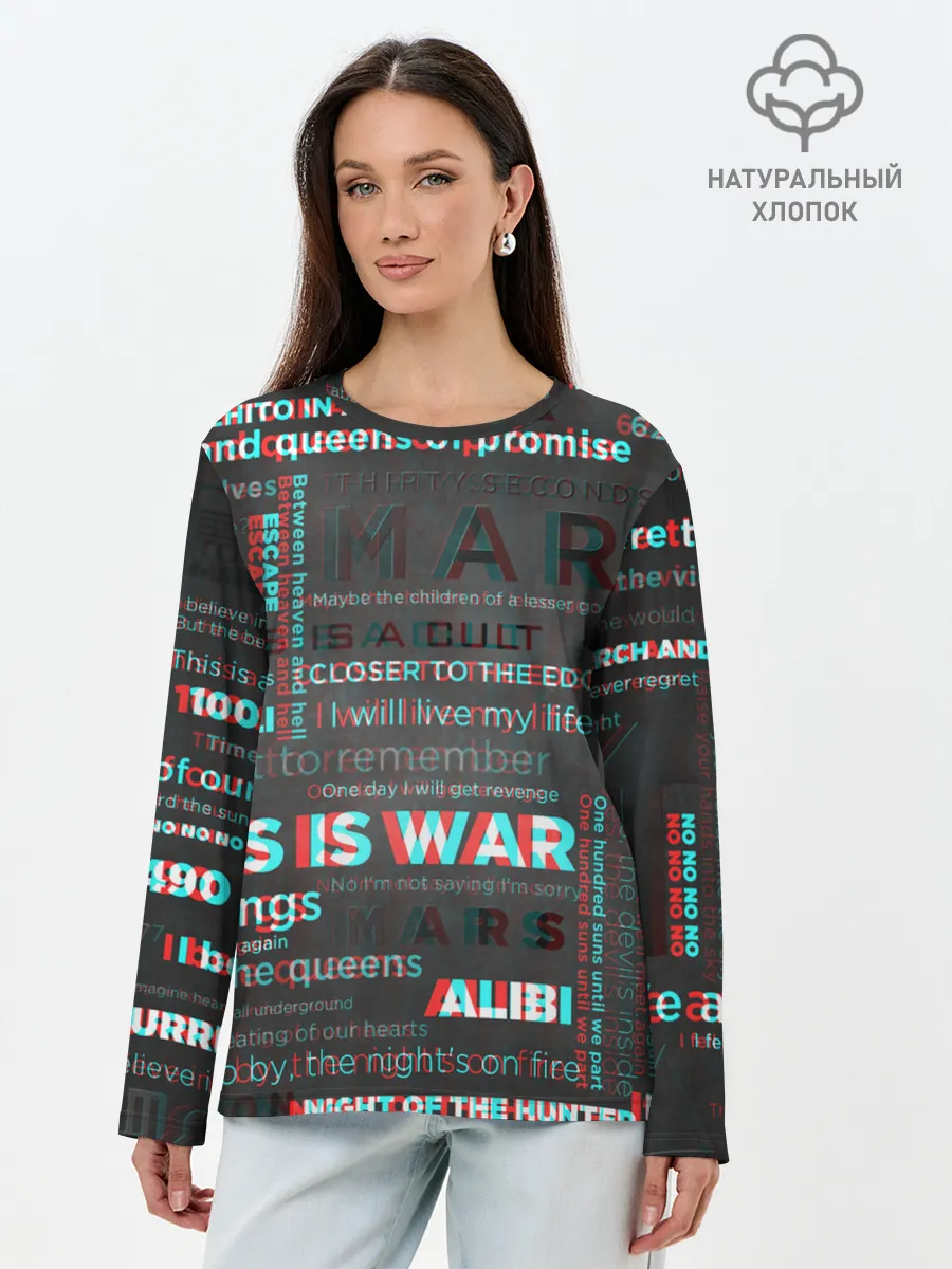 Лонгслив женский. Хлопок / 30 SECONDS TO MARS
