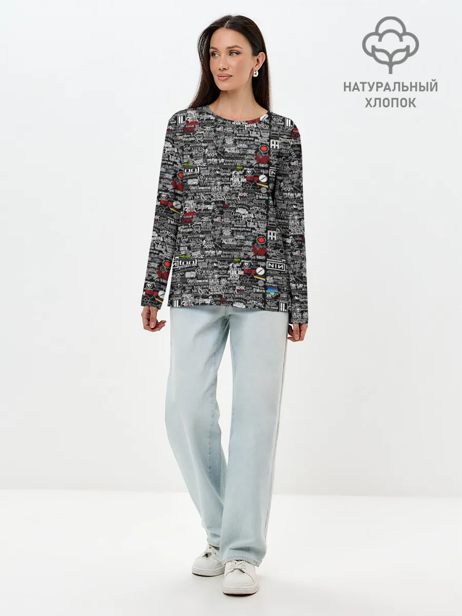 Лонгслив женский. Хлопок / ЛОГОТИПЫ РОК ГРУПП