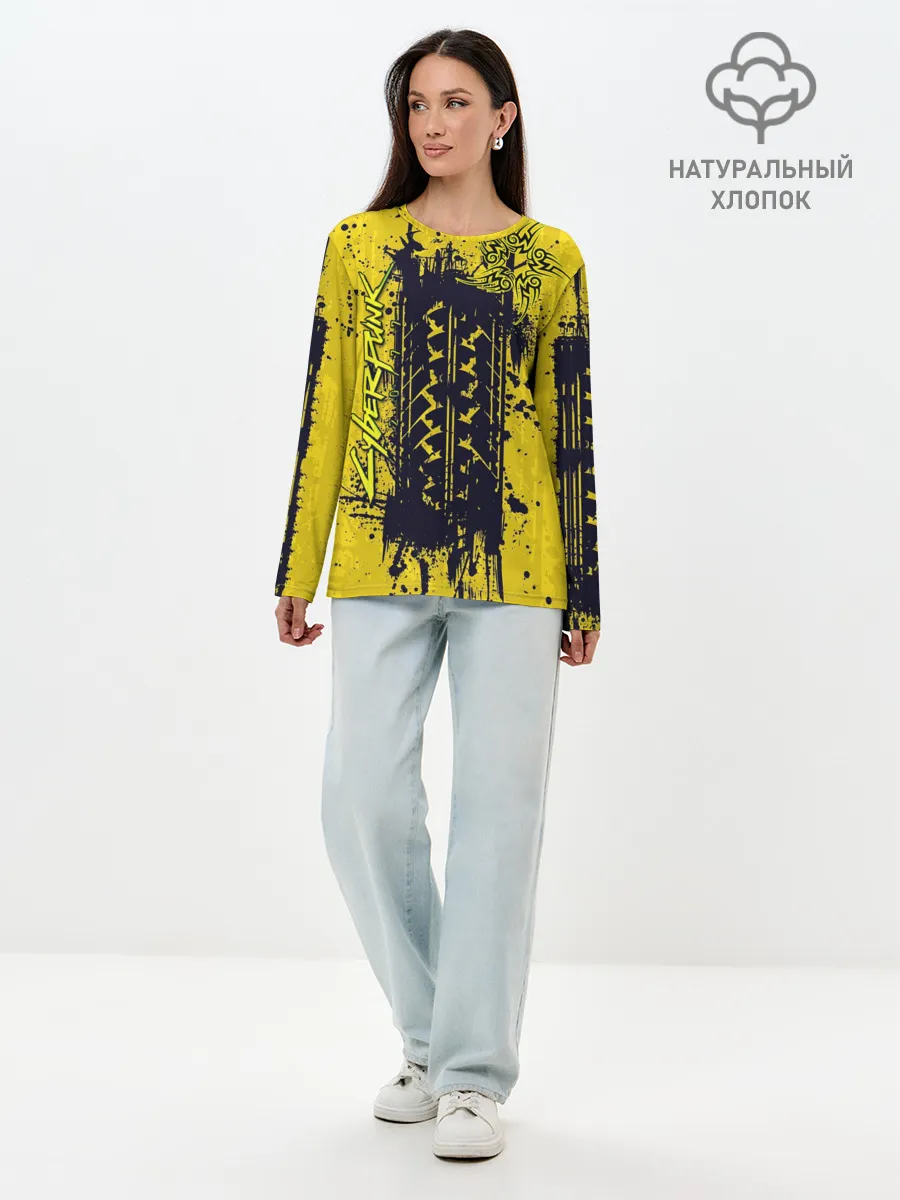 Лонгслив женский. Хлопок / CYBERPUNK 2077