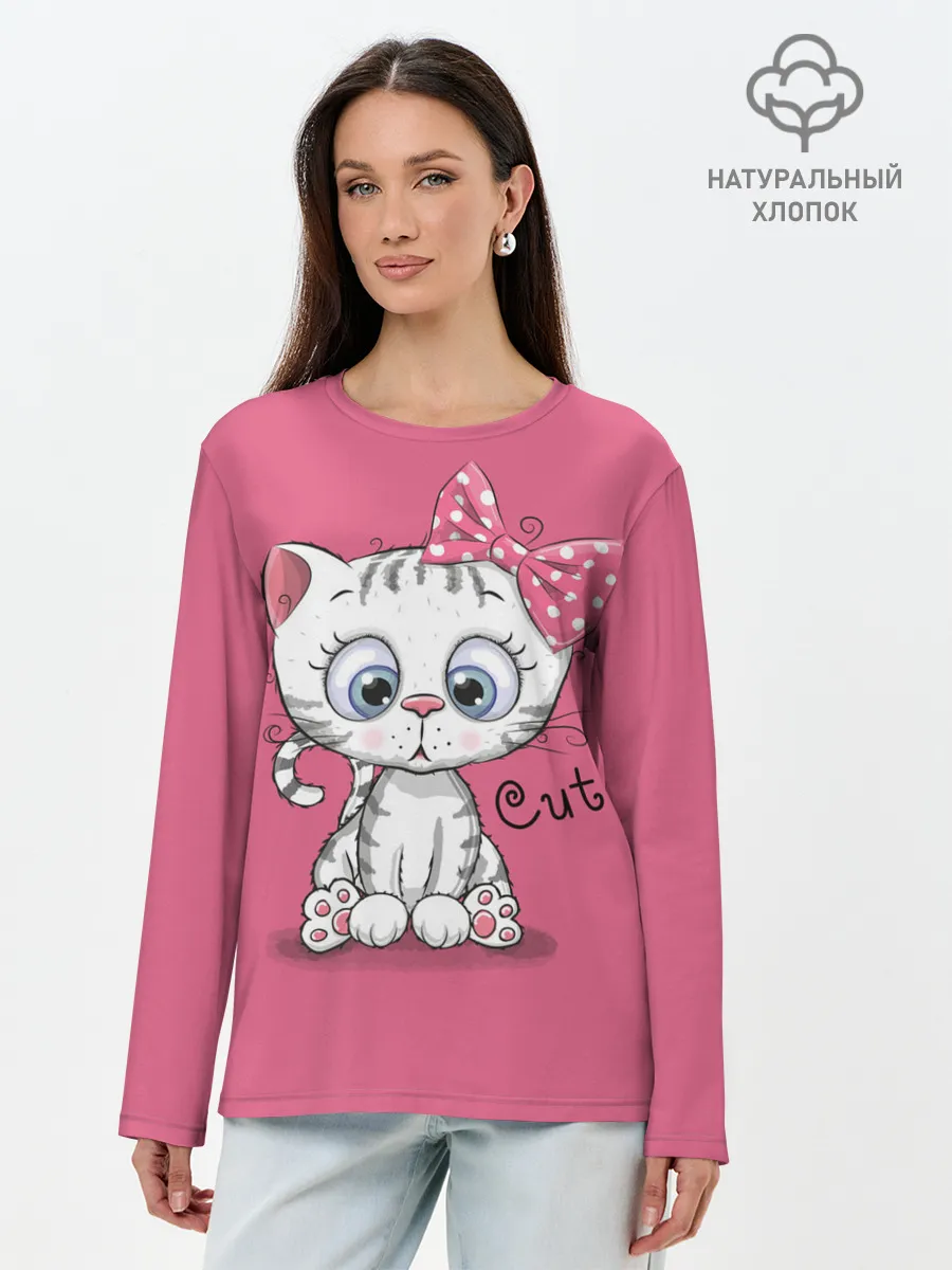 Лонгслив женский. Хлопок / Cute