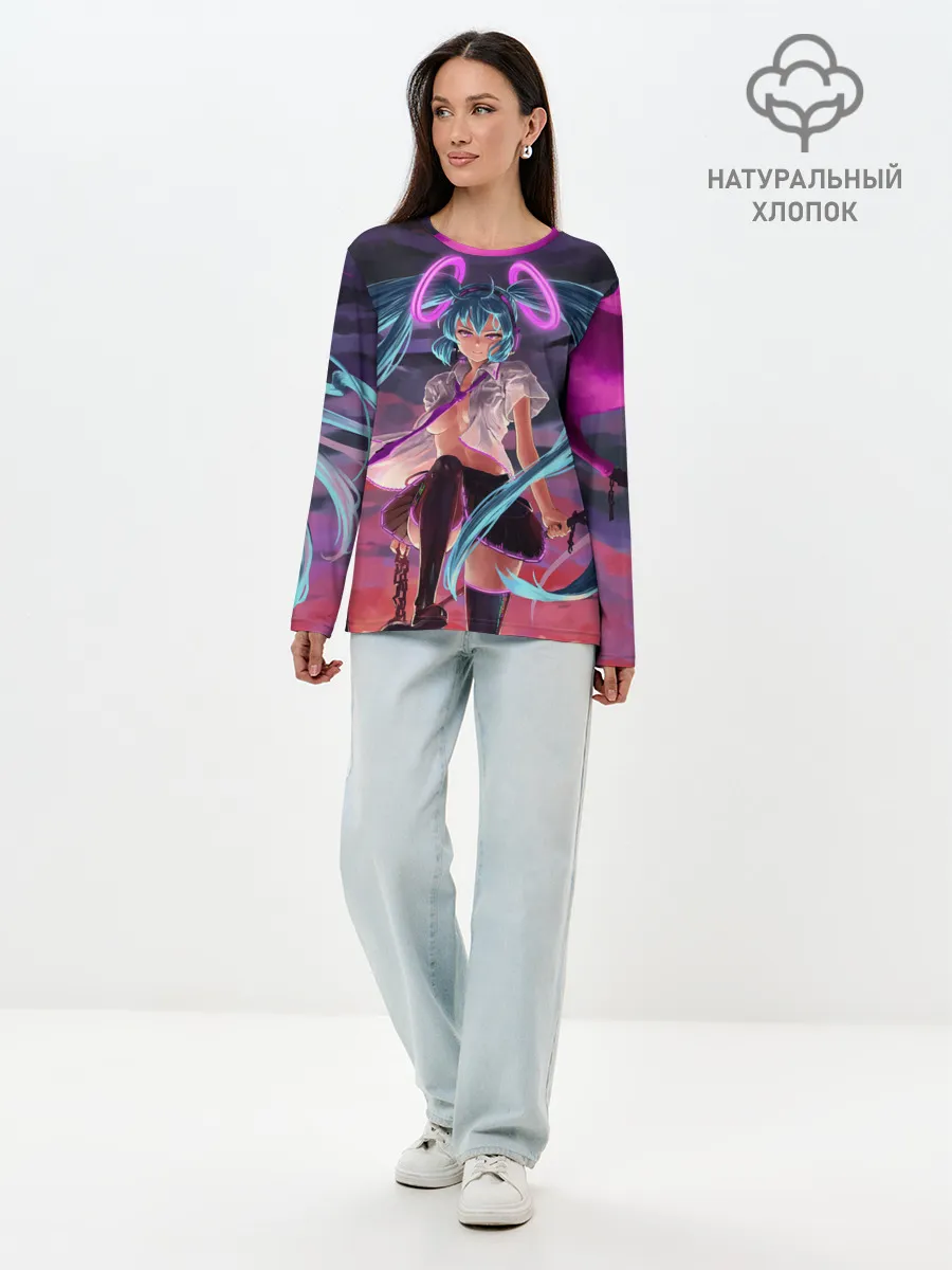 Лонгслив женский. Хлопок / Geisga Hatsune Miku