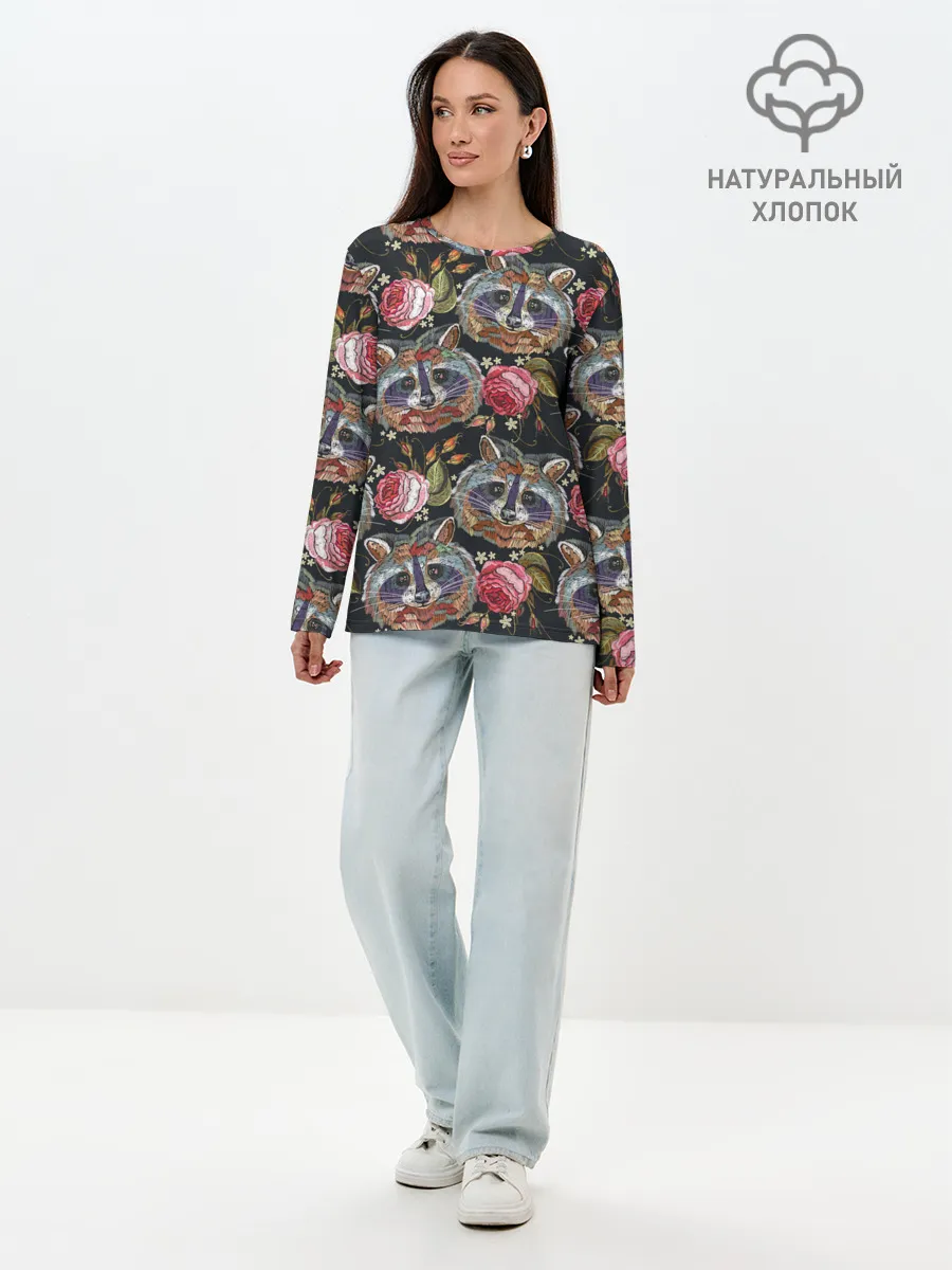 Лонгслив женский. Хлопок / Еноты