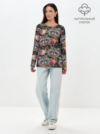 Лонгслив женский. Хлопок / Еноты