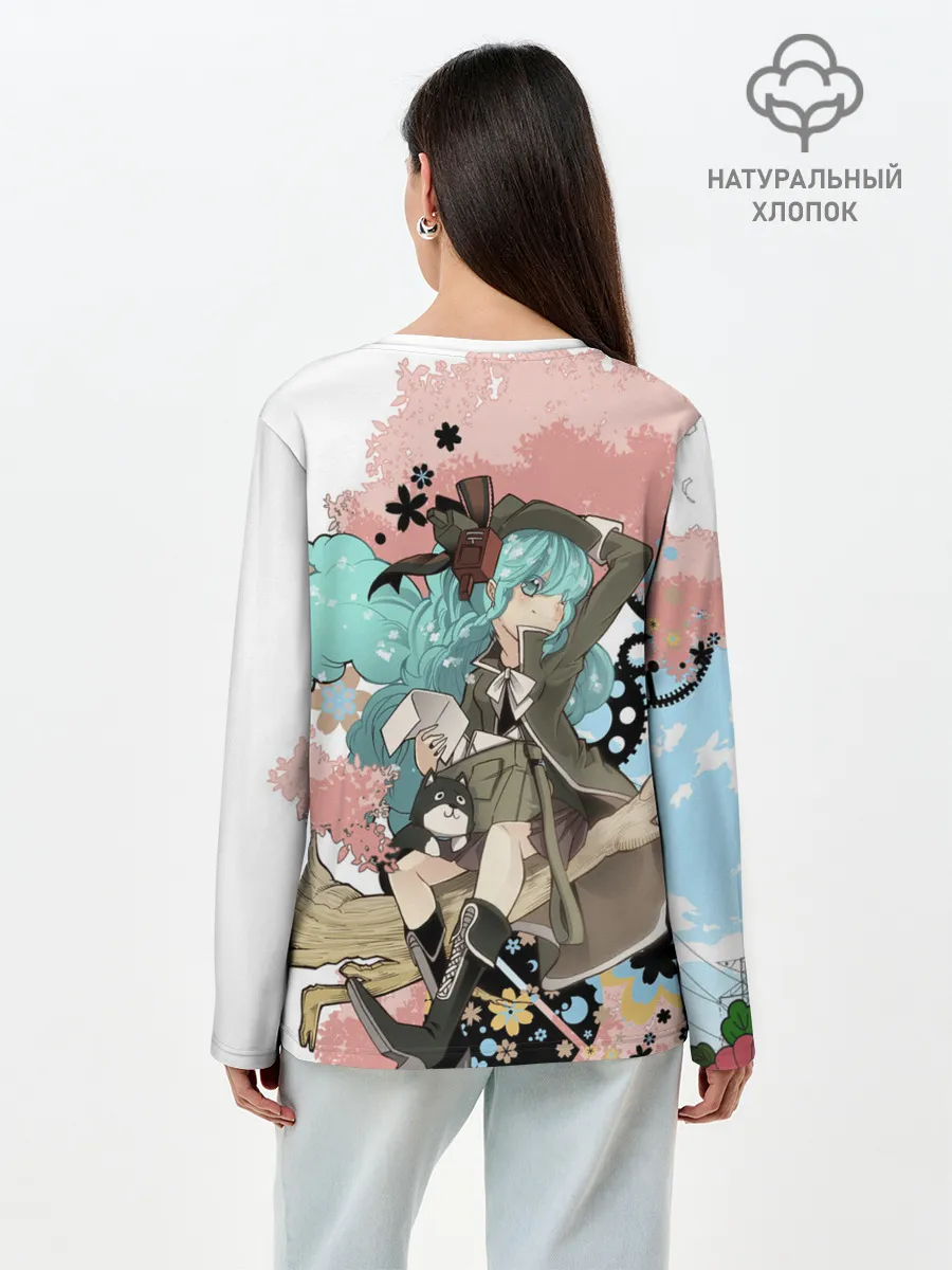 Лонгслив женский. Хлопок / Мику Хацунэ