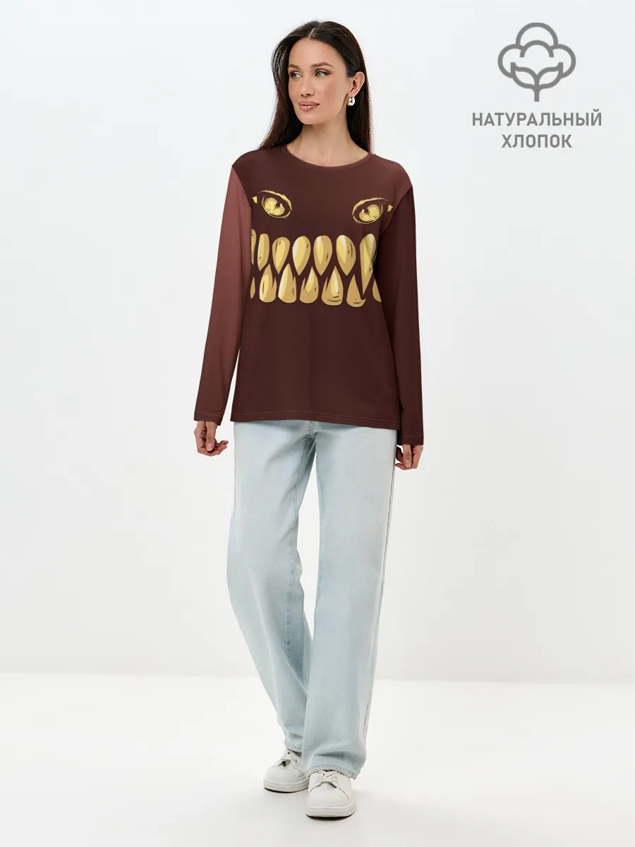 Лонгслив женский. Хлопок / Зубастик