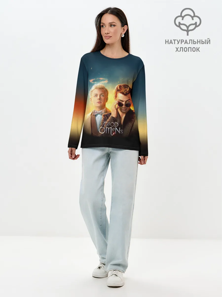 Лонгслив женский. Хлопок / Good Omens