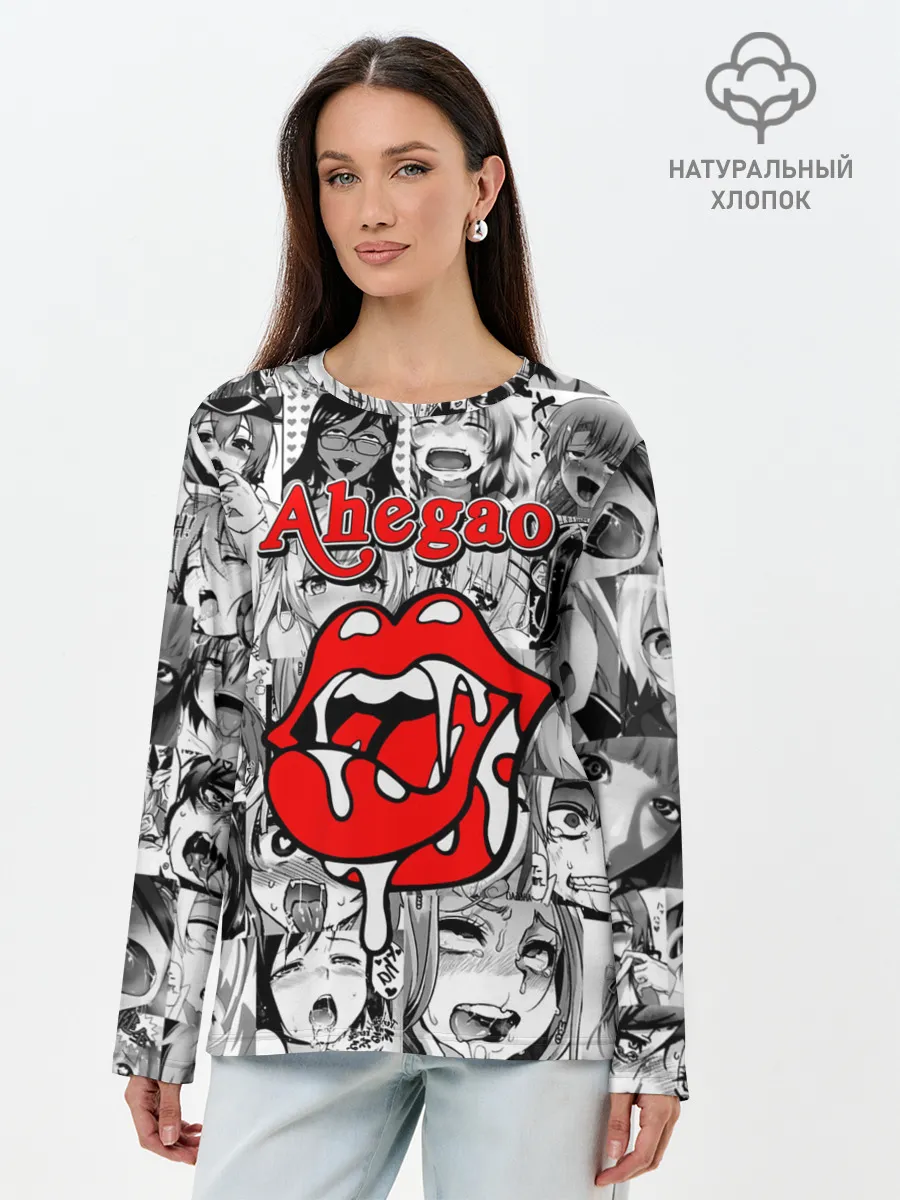 Лонгслив женский. Хлопок / Ahegao