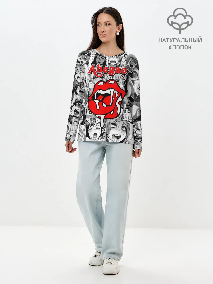 Лонгслив женский. Хлопок / Ahegao