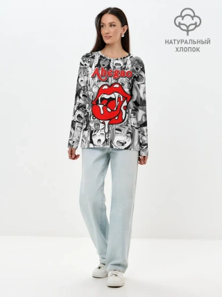 Лонгслив женский. Хлопок / Ahegao