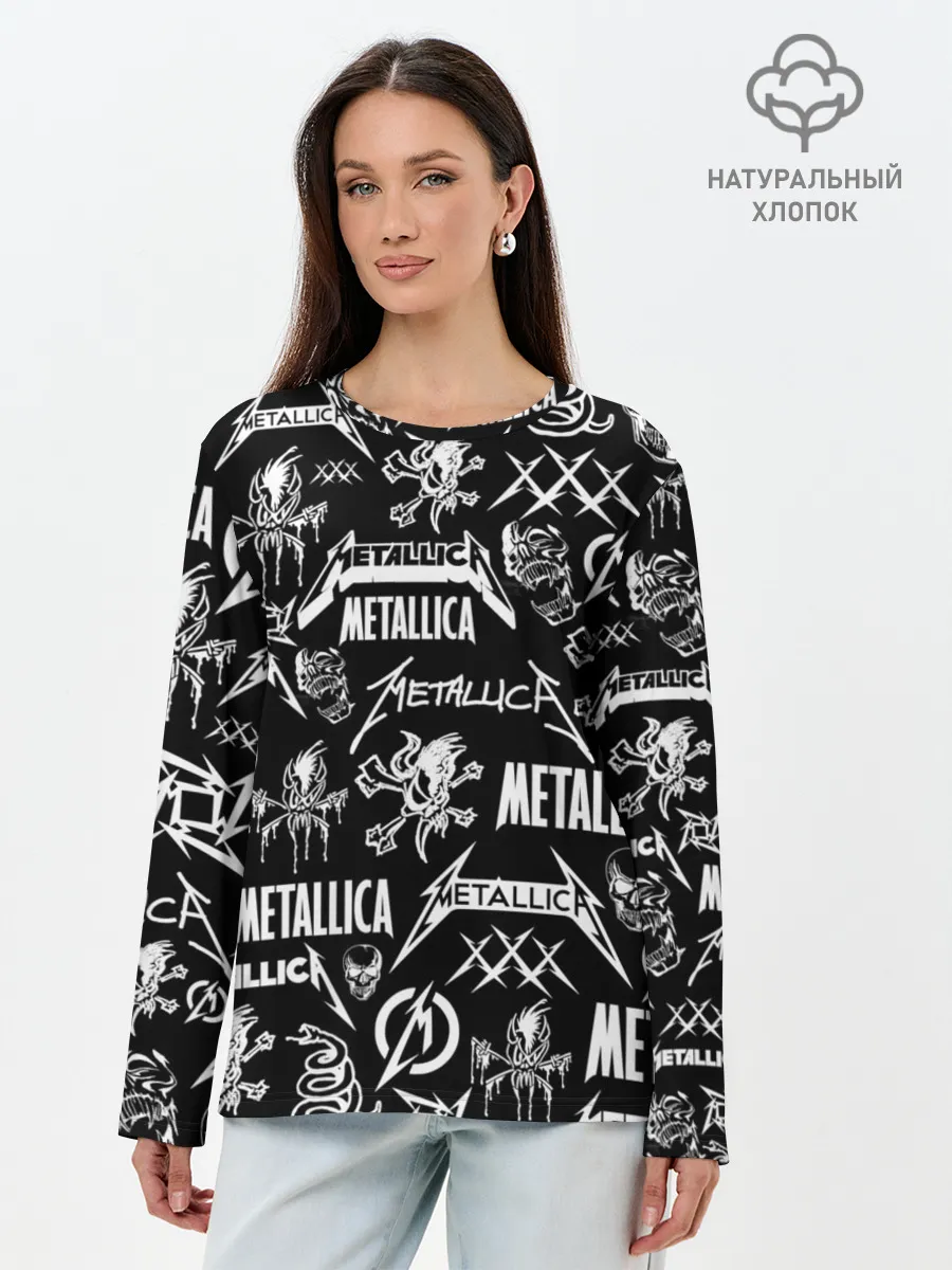 Лонгслив женский. Хлопок / METALLICA LOGOBOMBING