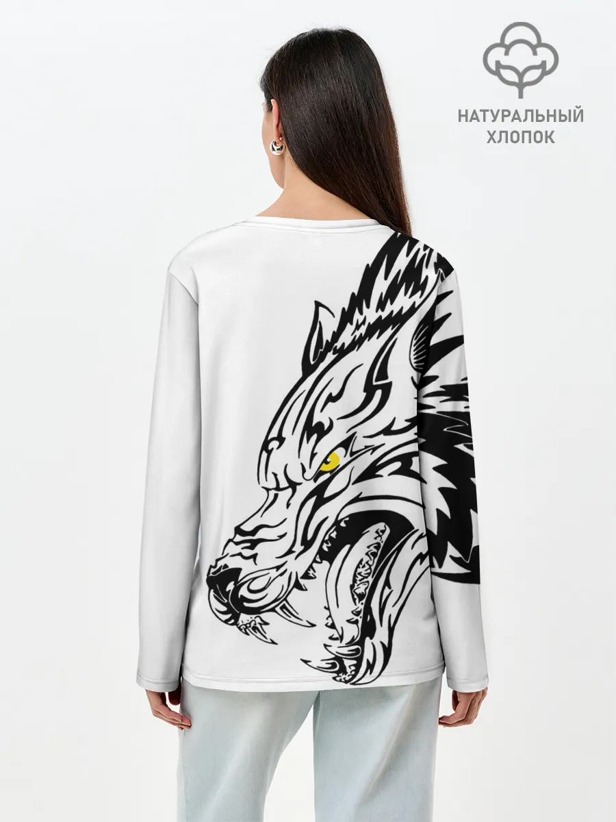 Лонгслив женский. Хлопок / Человек человеку волк