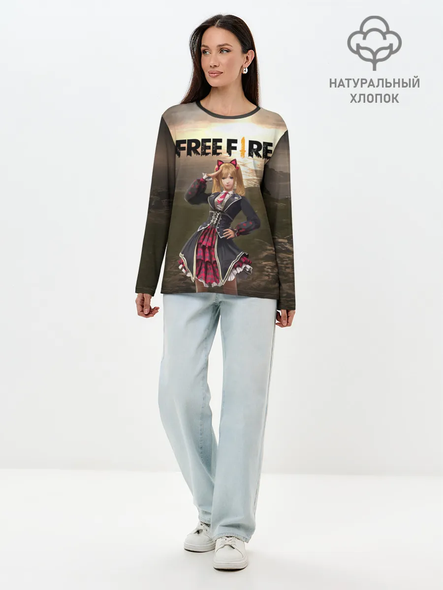 Лонгслив женский. Хлопок / FREE FIRE - Caroline