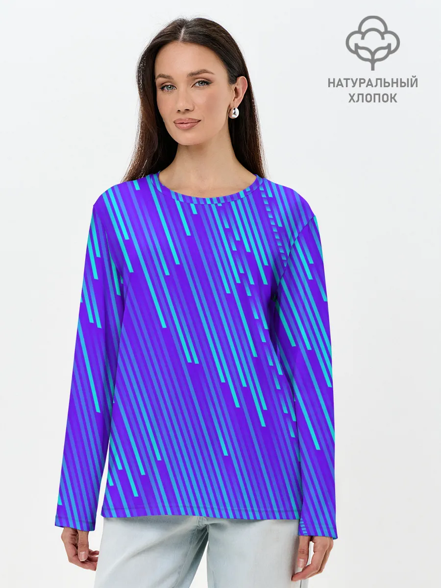 Лонгслив женский. Хлопок / Неоновые Линии