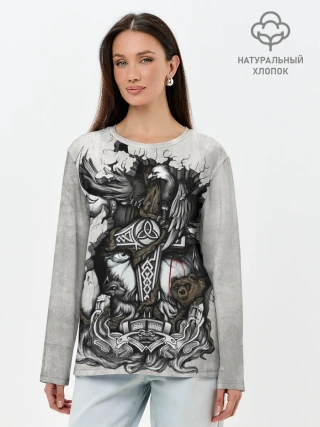 Лонгслив женский. Хлопок / Скандинав