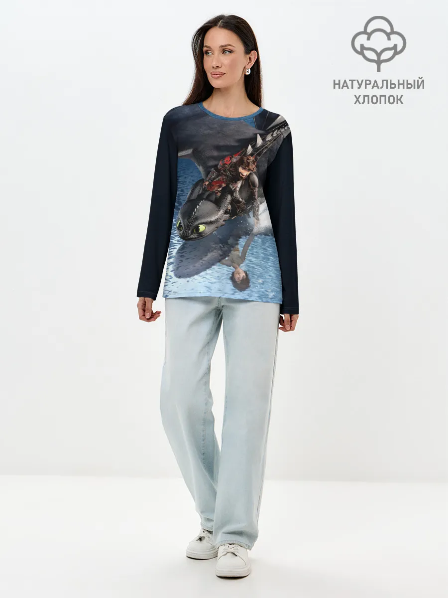 Лонгслив женский. Хлопок / ночная фурия