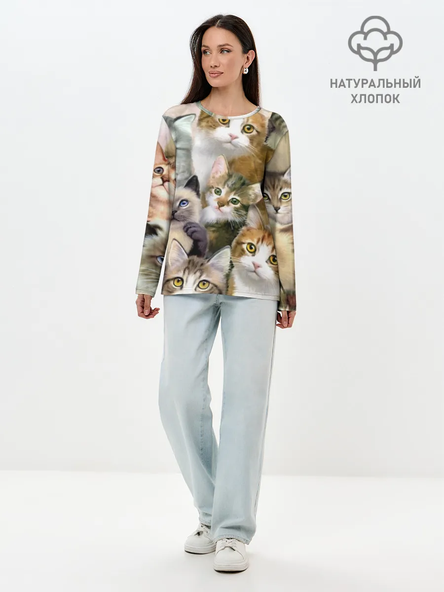 Лонгслив женский. Хлопок / Котишики