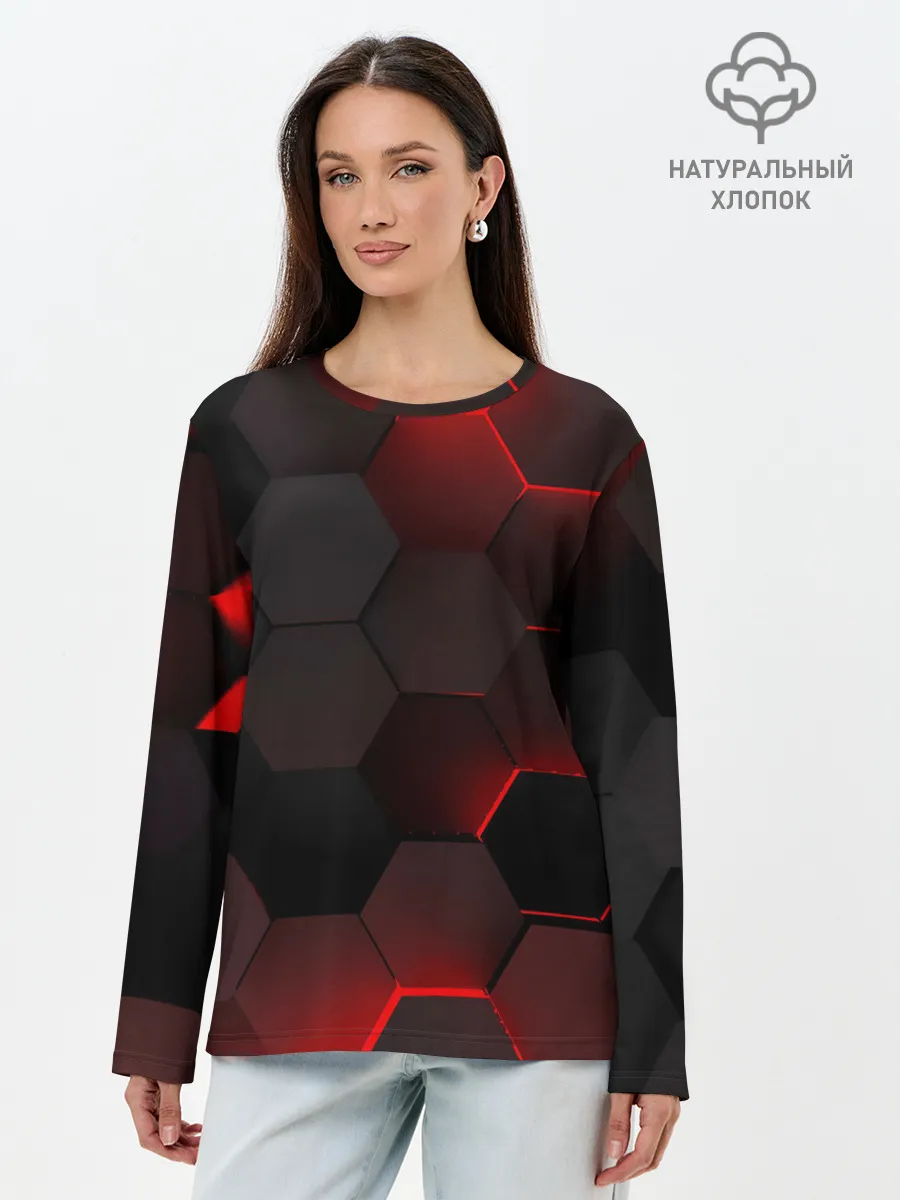 Лонгслив женский. Хлопок / 3D плиты