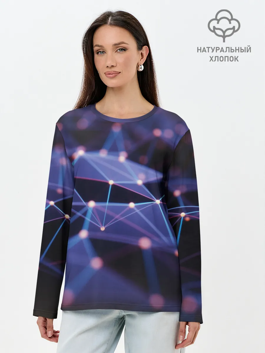 Лонгслив женский. Хлопок / 3D блики