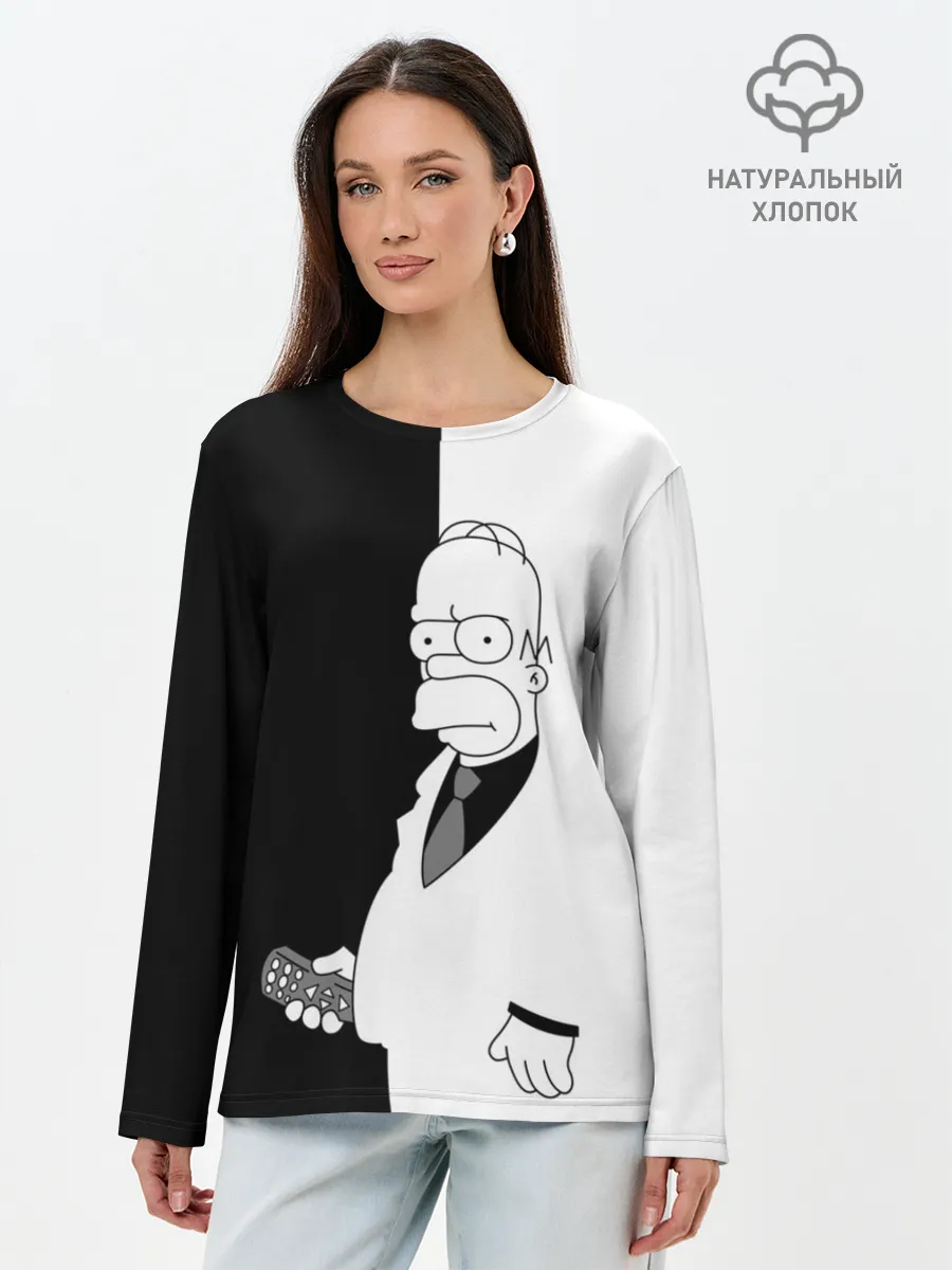 Лонгслив женский. Хлопок / Гомер Симпсон