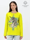 Лонгслив женский. Хлопок / Единорог Yellow Unicorn