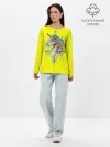 Лонгслив женский. Хлопок / Единорог Yellow Unicorn